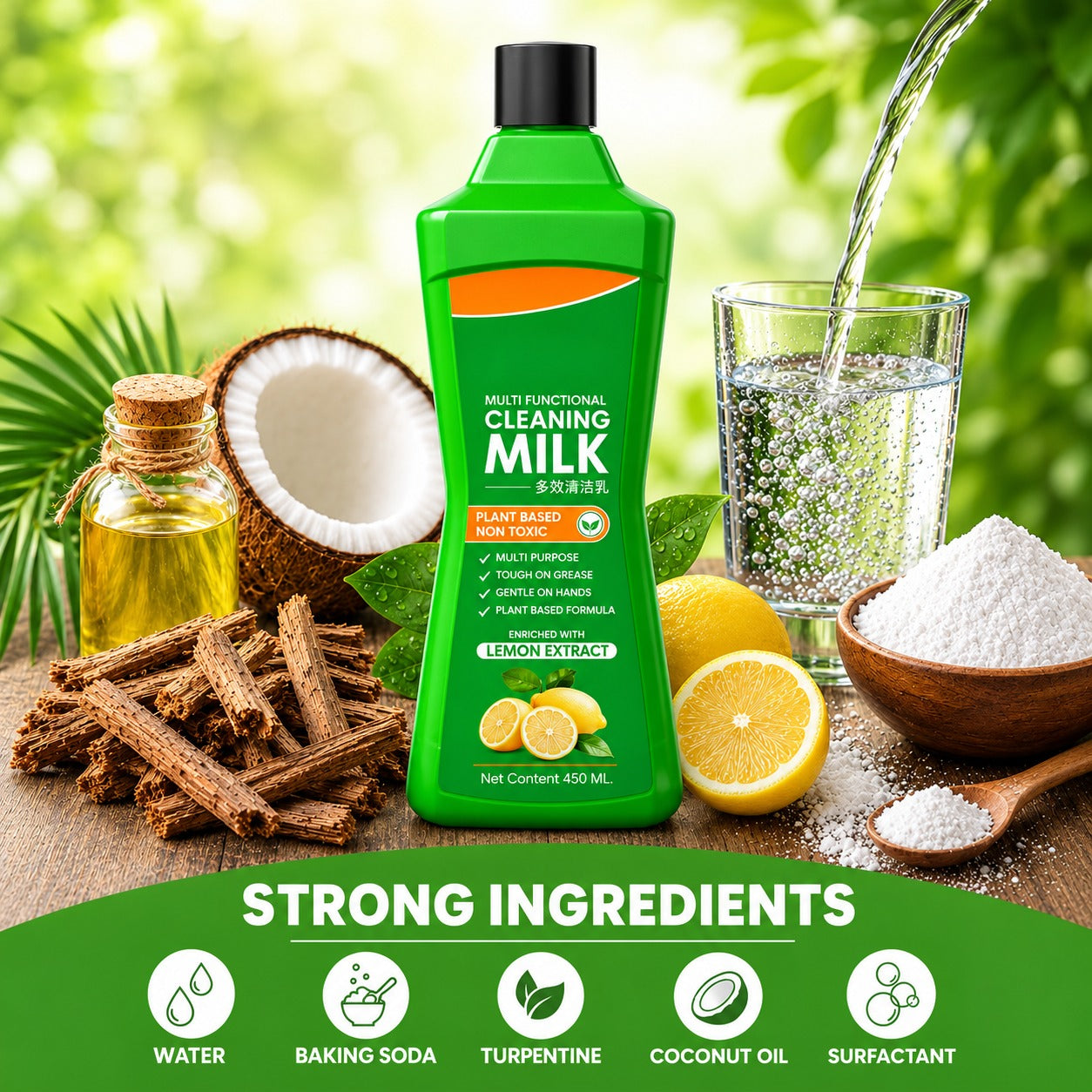 ✨ Multi-Functional Cleaning Milk 450ml – Stubborn Stain Remover with Mild Formula | Fresh & Clean Finish for Kitchen, Bathroom & Home 🏠
