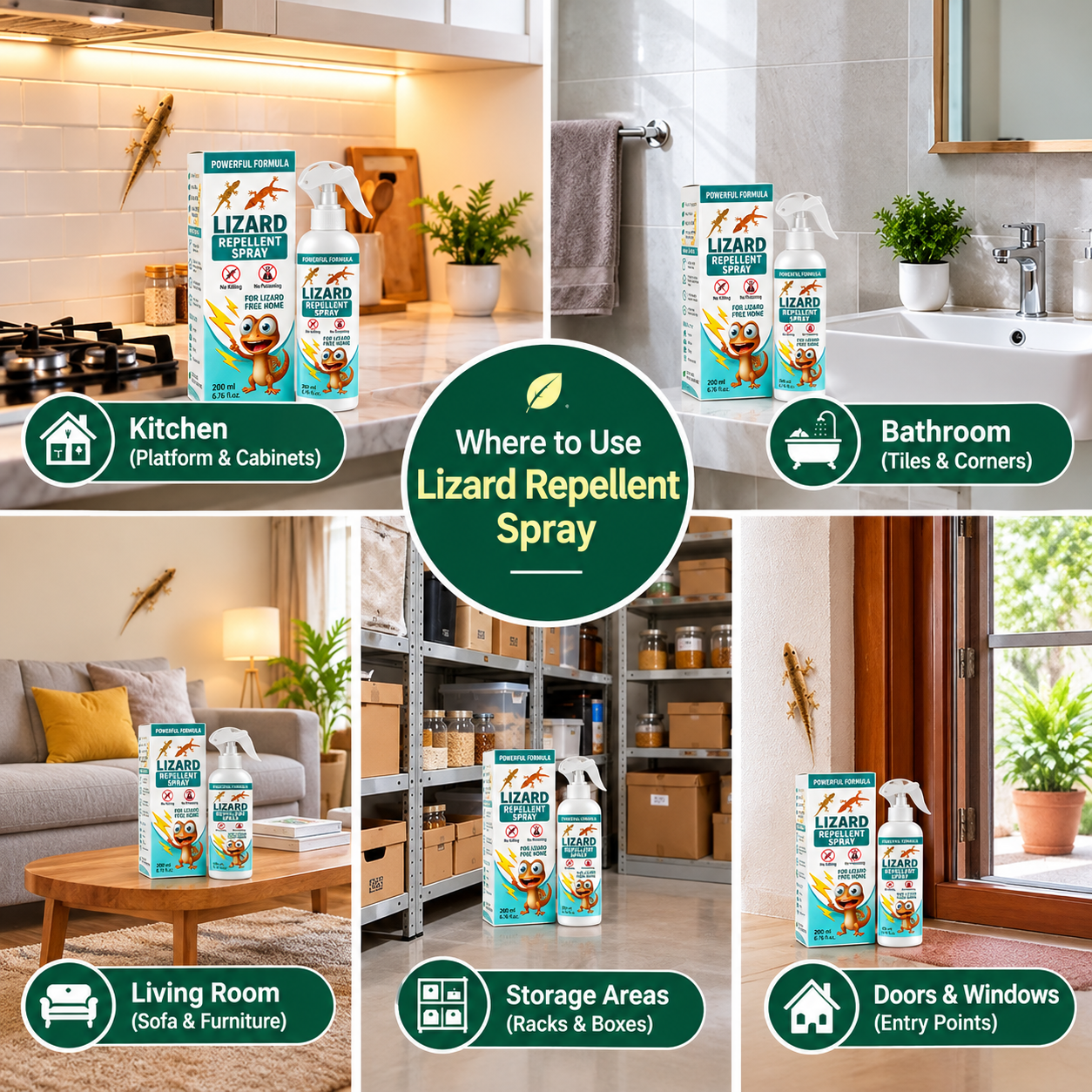 🦎 Lizard Repellent Spray 200ml – Non-Toxic Lizard Repellent for Home, Kitchen & Office | 🎁 Buy 1 Get 1 Free