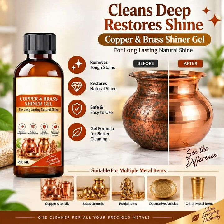 Copper Bronze & Brass Cleaner | 200 ML | Home Care Metal Cleaner and Shiner