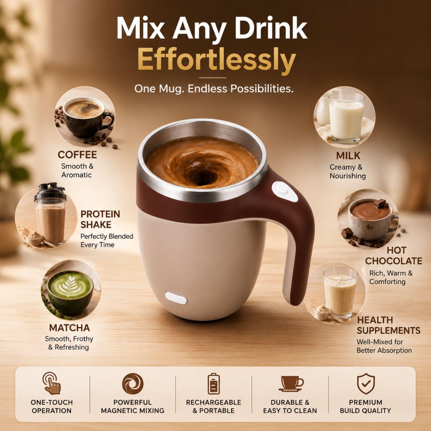 Automatic Stirring Cup for Coffee [380ml USB Charging]