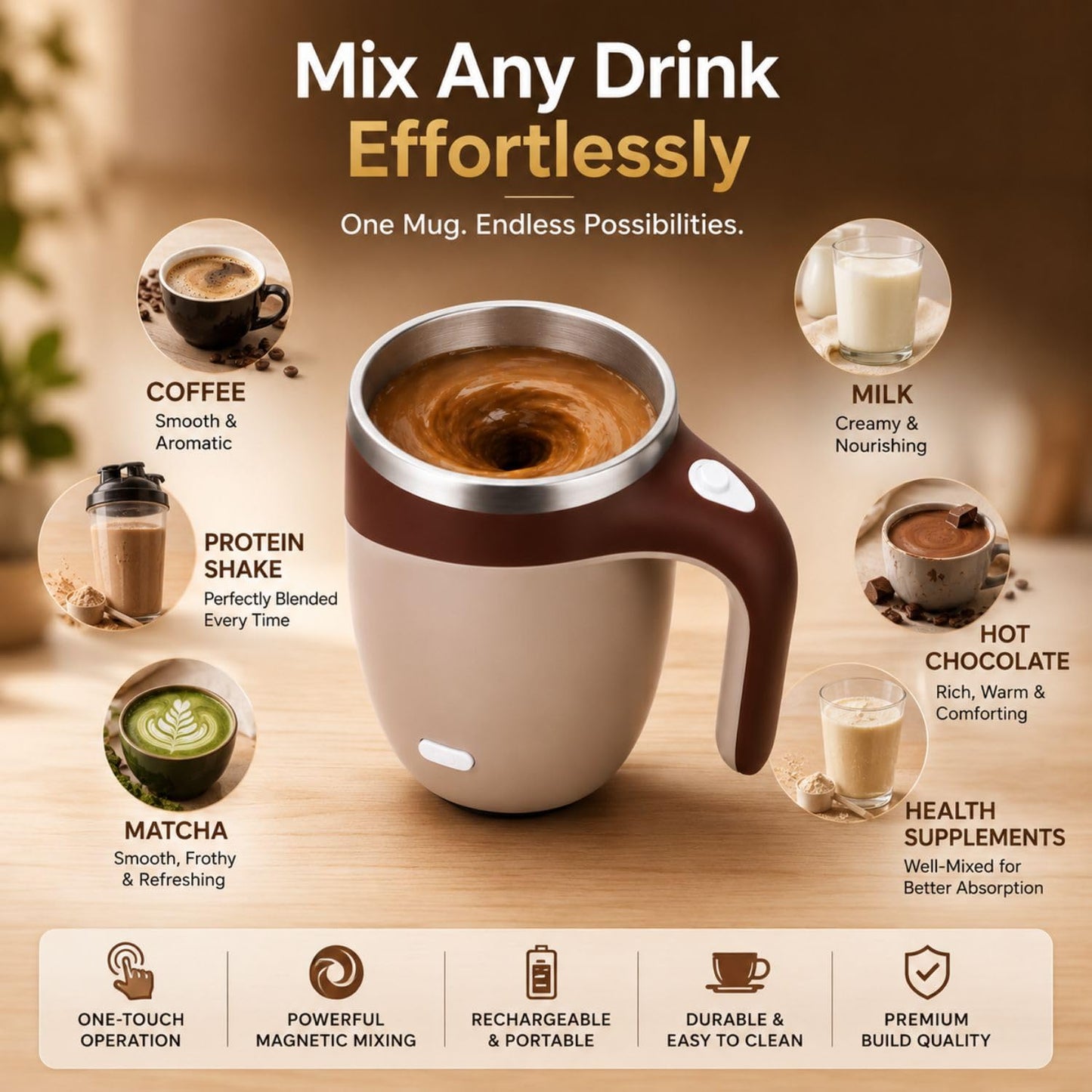 Automatic Stirring Cup for Coffee [380ml USB Charging]