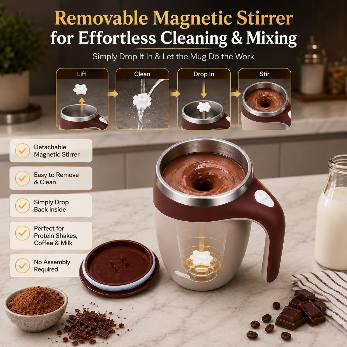 Automatic Stirring Cup for Coffee [380ml USB Charging]