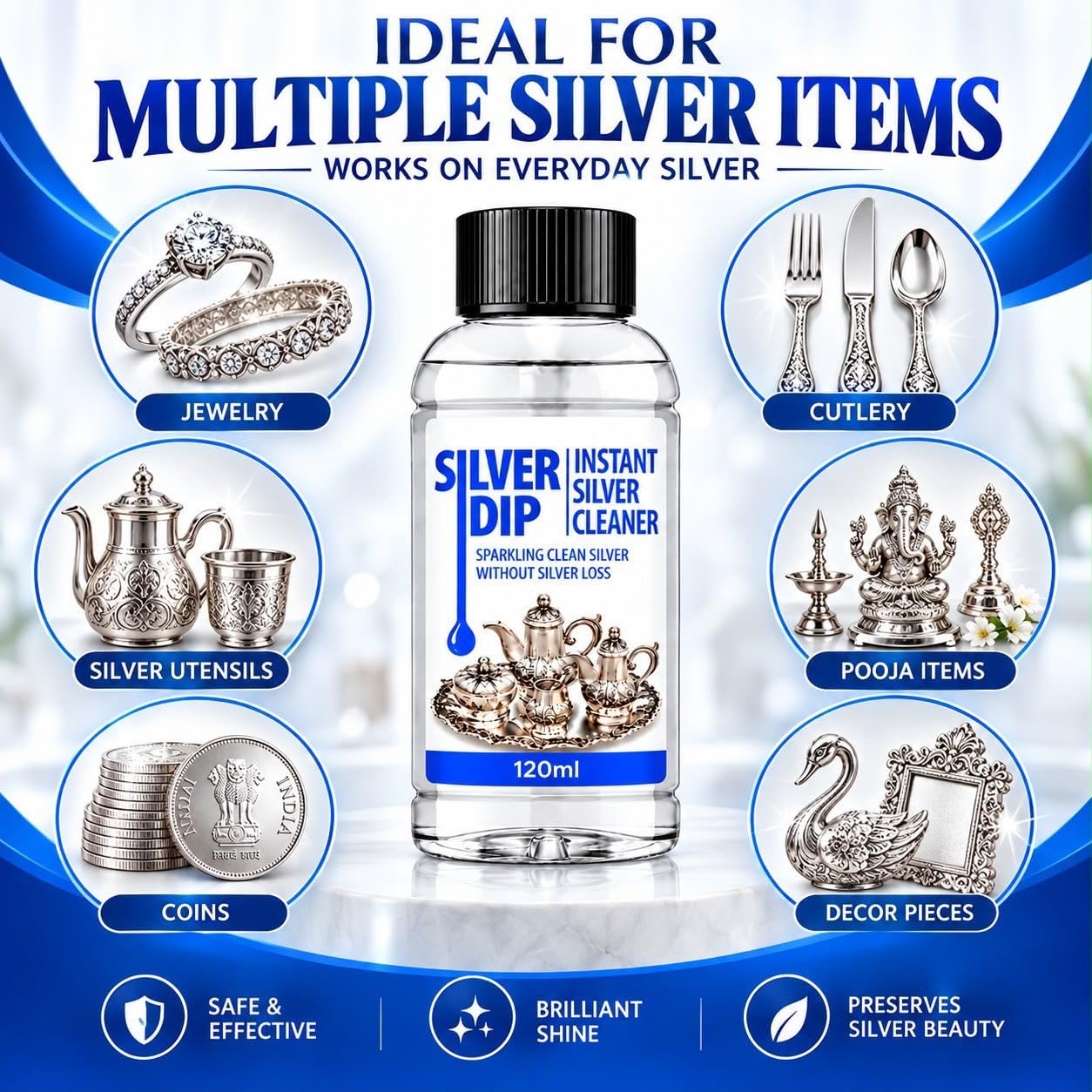 Silver Dip – Instant Silver Cleaner 120ml | Sparkling Clean Silver Without Silver Loss ✨