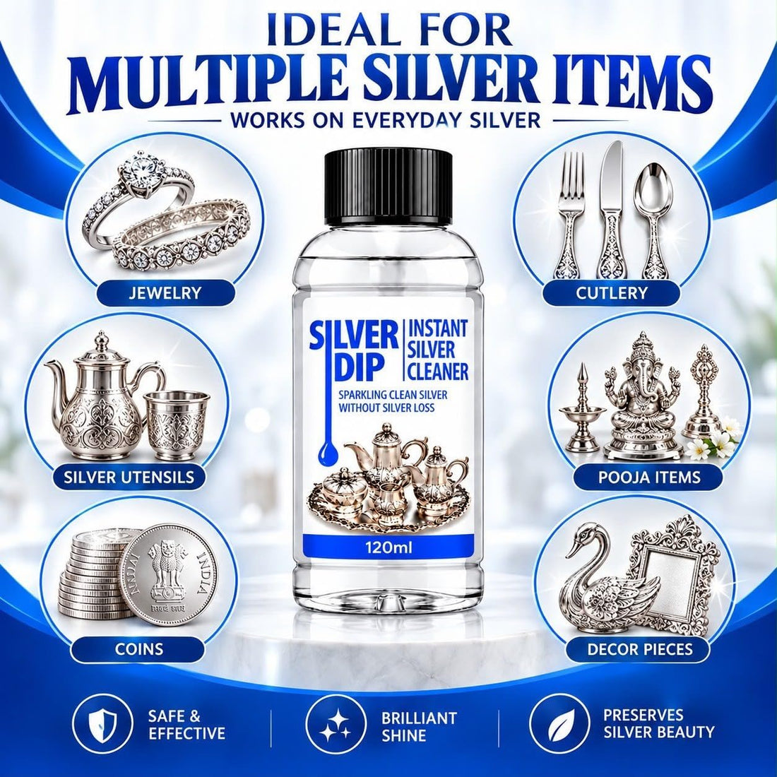 Silver Dip – Instant Silver Cleaner 120ml | Sparkling Clean Silver Without Silver Loss ✨