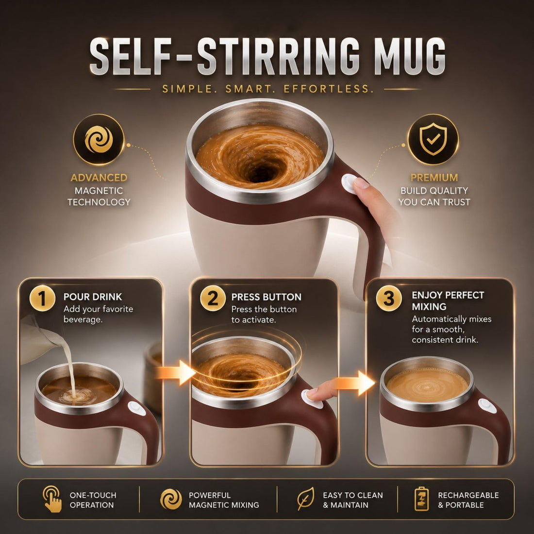 Automatic Stirring Cup for Coffee [380ml USB Charging]