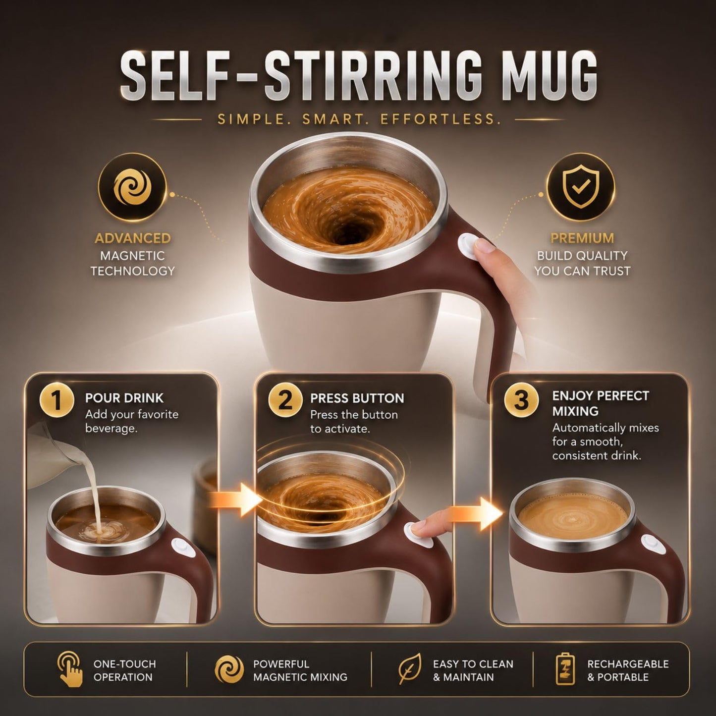 Automatic Stirring Cup for Coffee [380ml USB Charging]