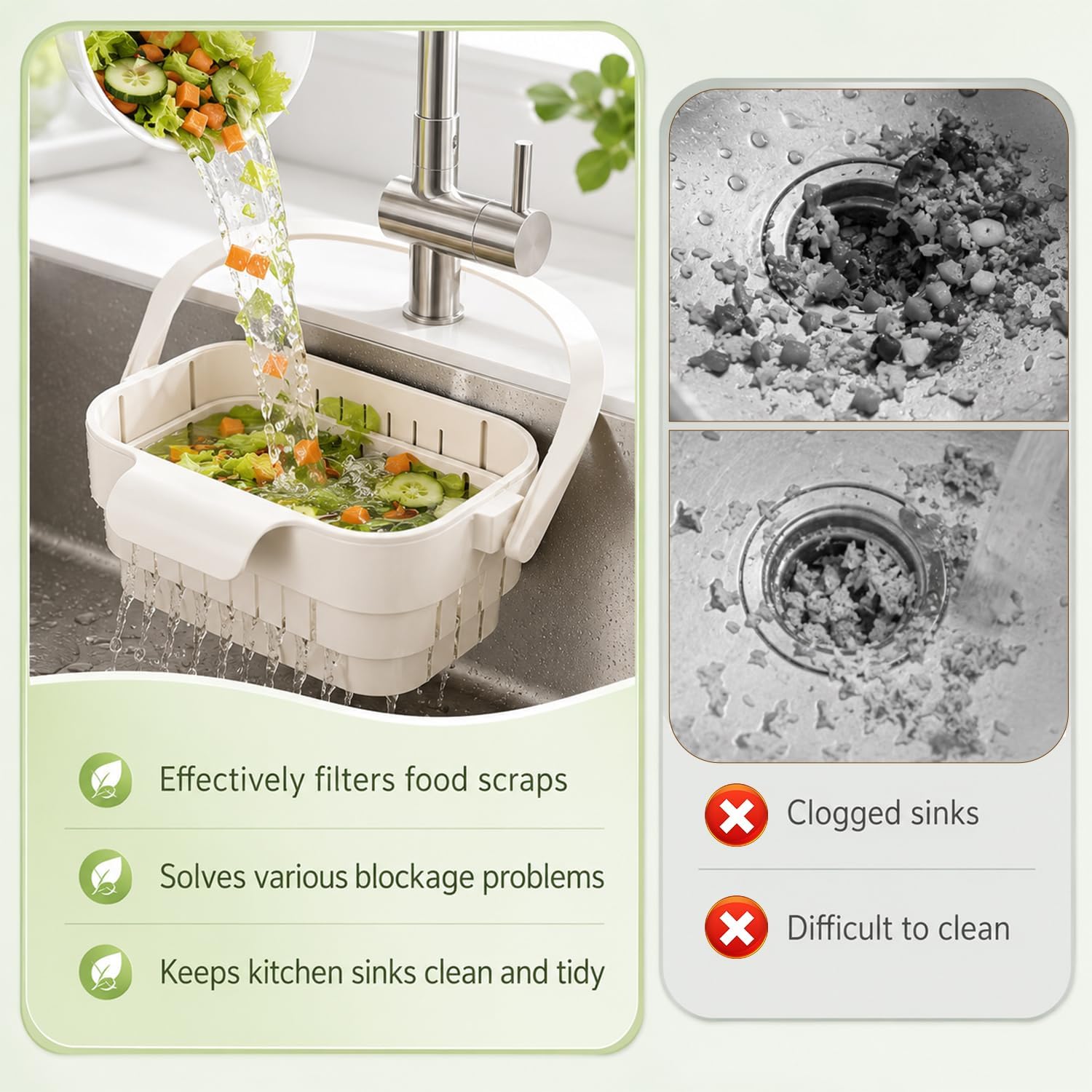 Foldable hanging kitchen sink strainer basket