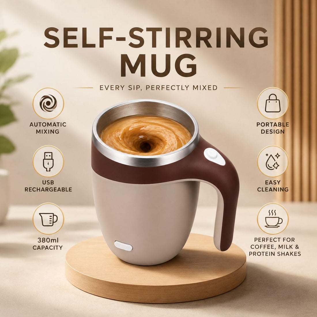 Automatic Stirring Cup for Coffee [380ml USB Charging]