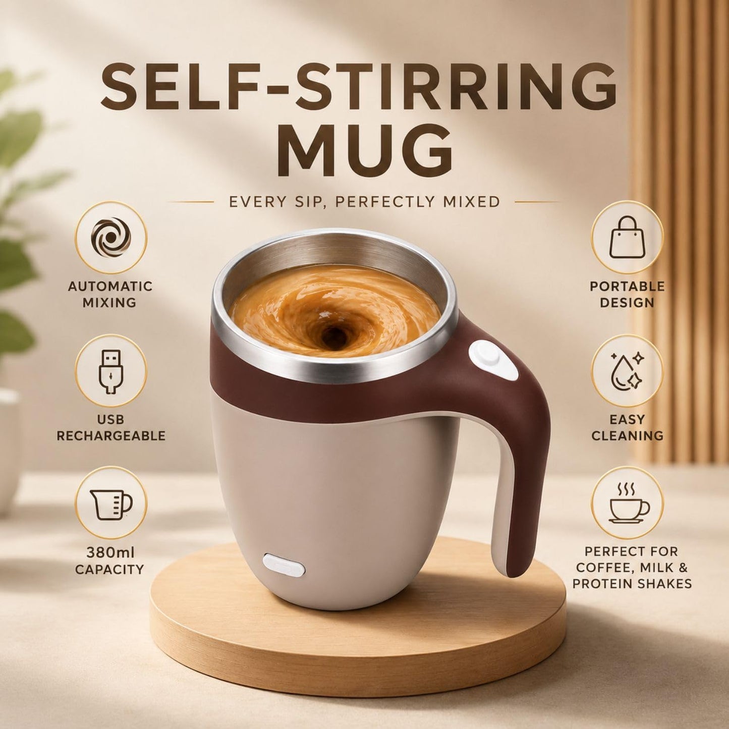Automatic Stirring Cup for Coffee [380ml USB Charging]