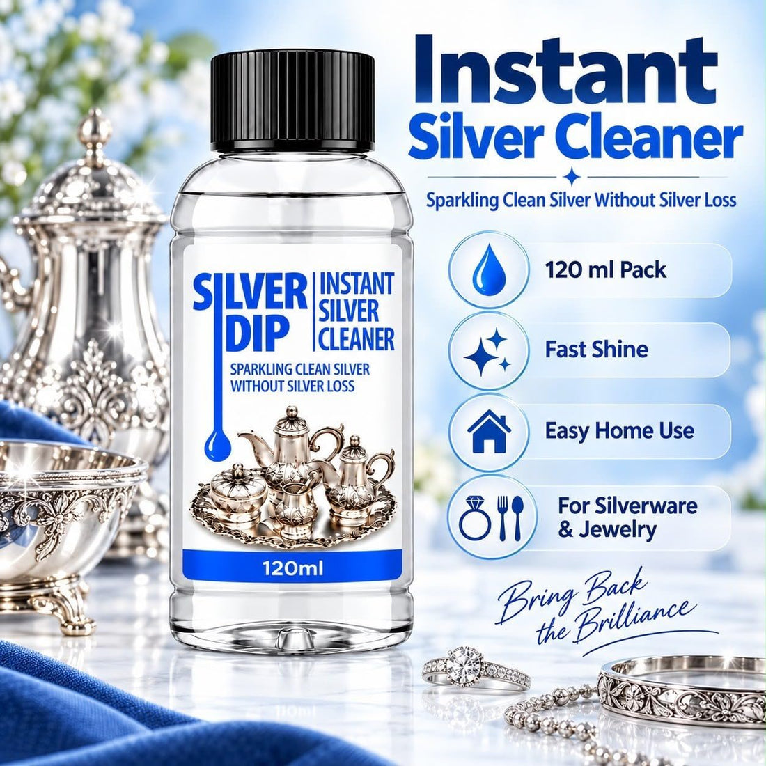 Silver Dip – Instant Silver Cleaner 120ml | Sparkling Clean Silver Without Silver Loss ✨