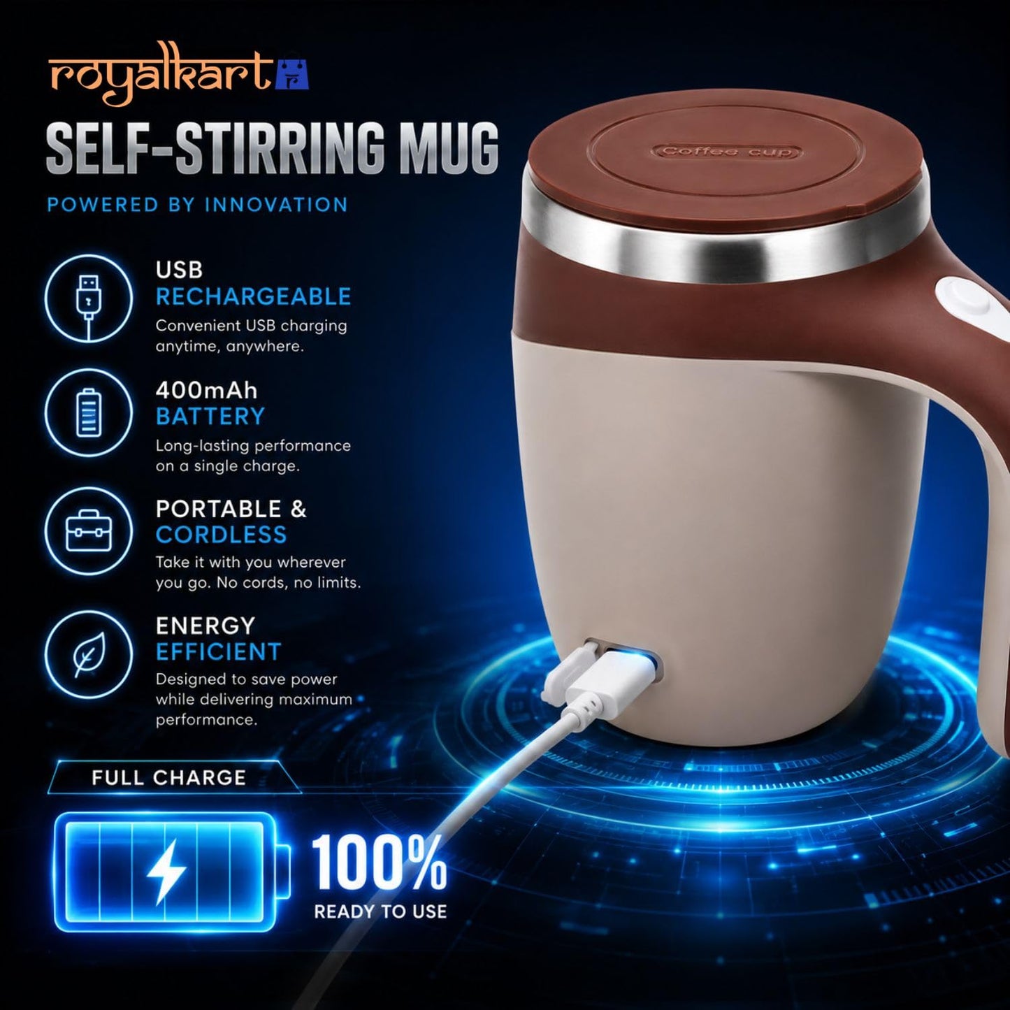 Automatic Stirring Cup for Coffee [380ml USB Charging]