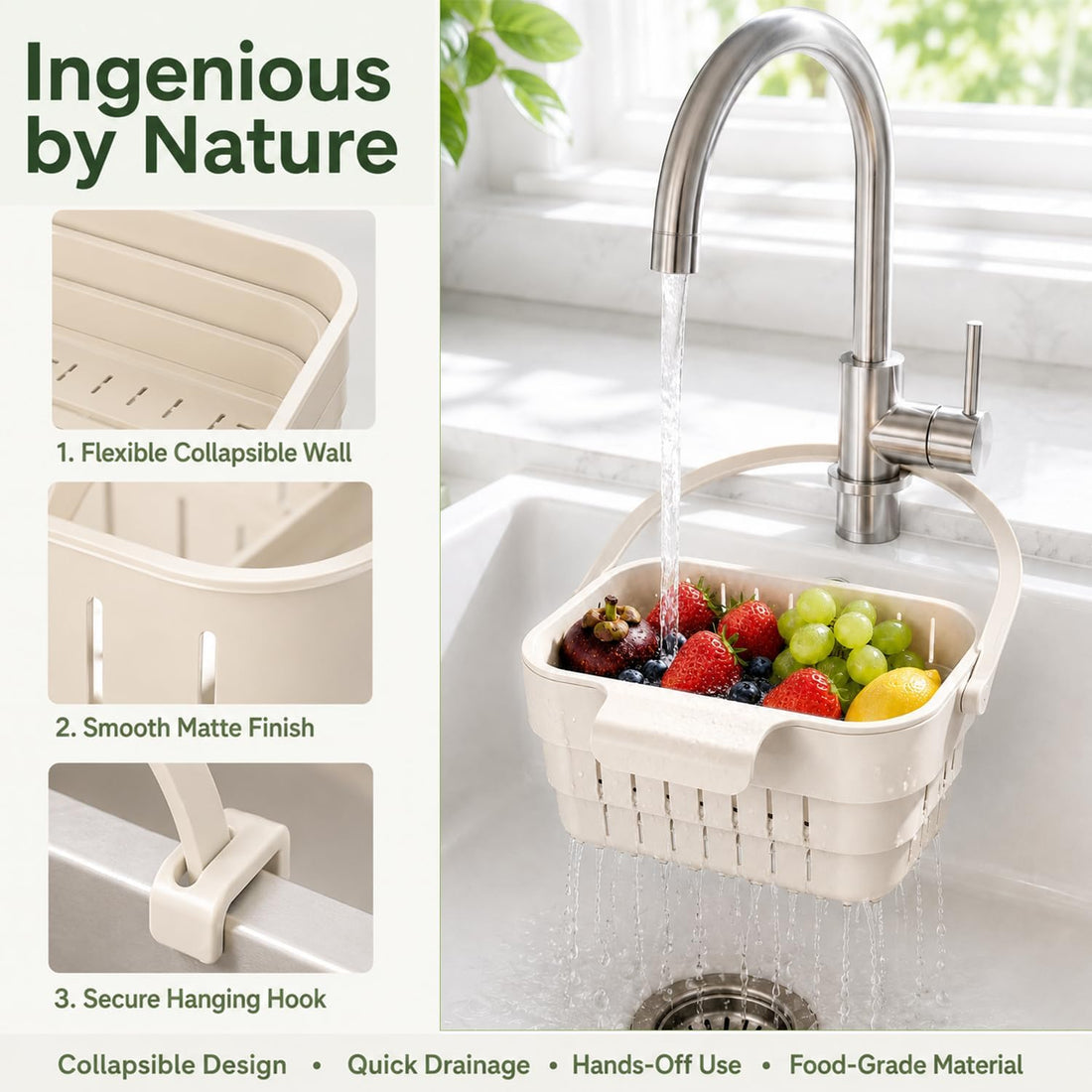 Foldable hanging kitchen sink strainer basket