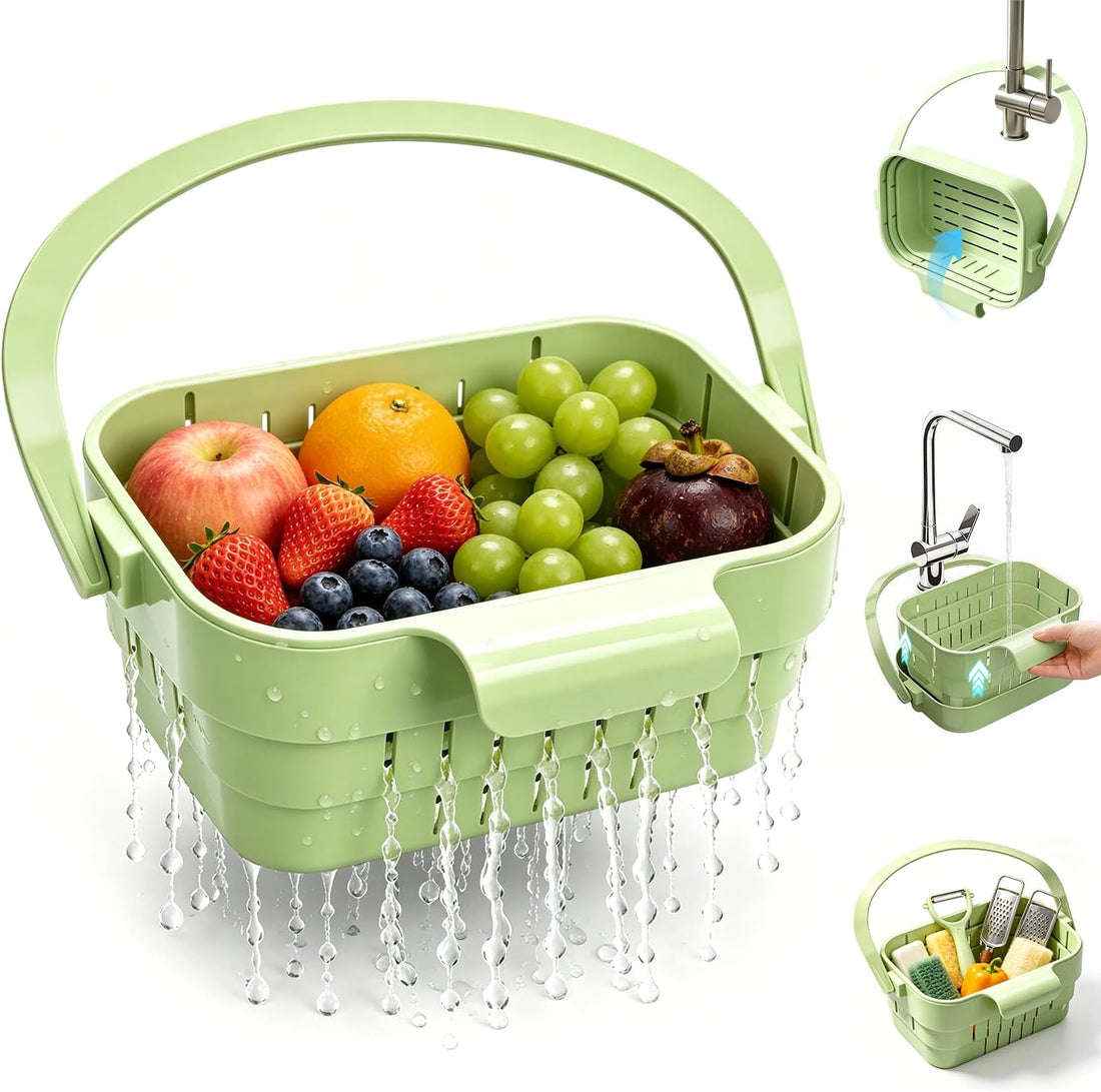Foldable hanging kitchen sink strainer basket