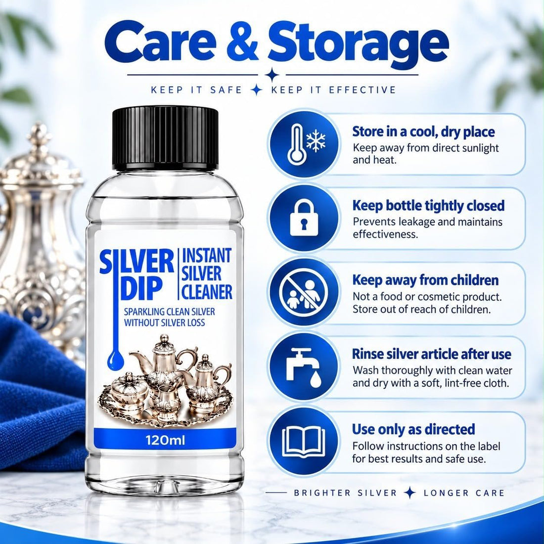 Silver Dip – Instant Silver Cleaner 120ml | Sparkling Clean Silver Without Silver Loss ✨