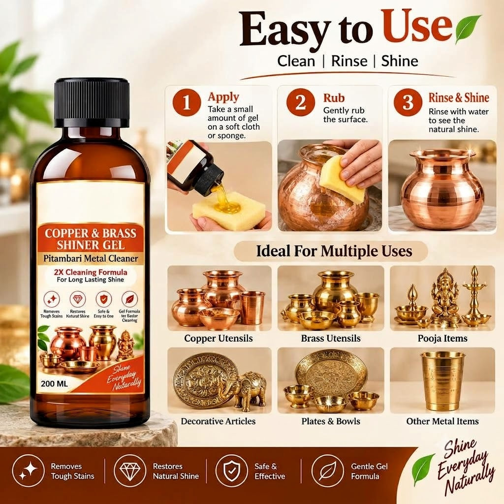 Copper Bronze & Brass Cleaner | 200 ML | Home Care Metal Cleaner and Shiner