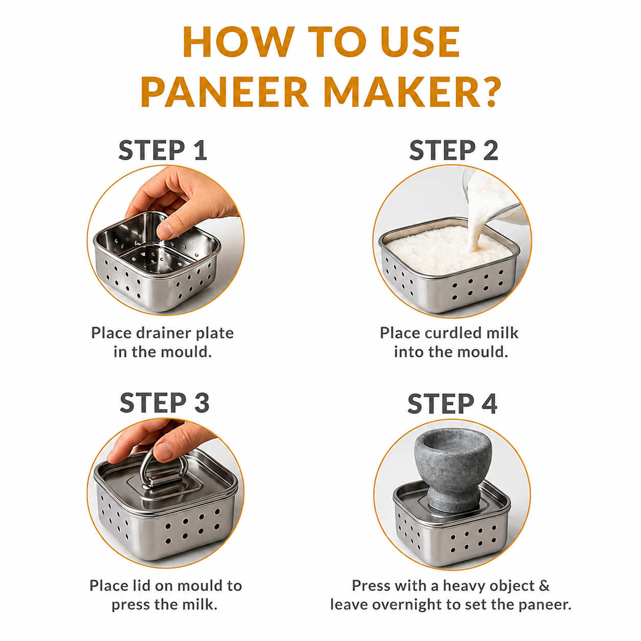 Stainless Steel Paneer Maker Mould Press 550ml
