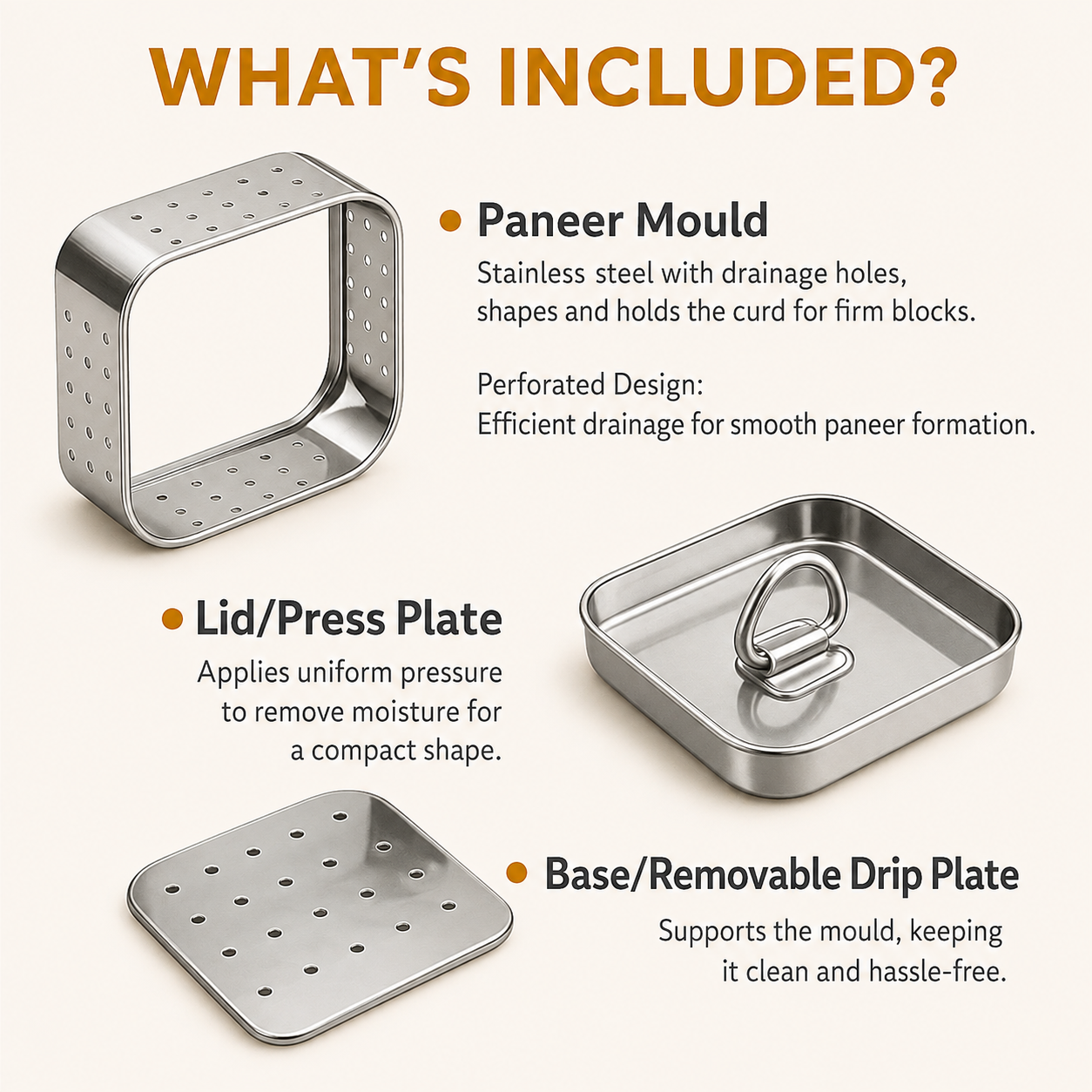 Stainless Steel Paneer Maker Mould Press 550ml