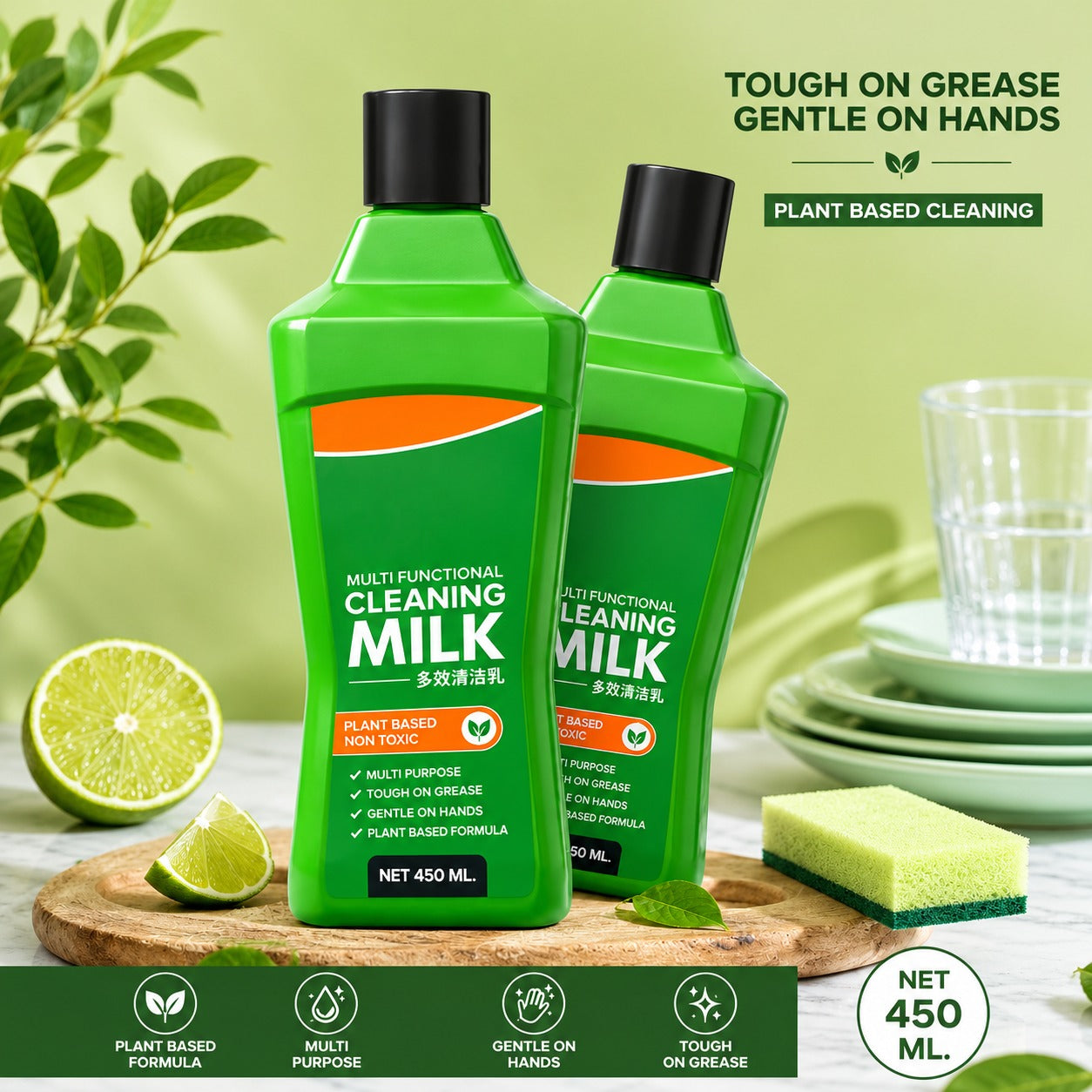 ✨ Multi-Functional Cleaning Milk 450ml – Stubborn Stain Remover with Mild Formula | Fresh & Clean Finish for Kitchen, Bathroom & Home 🏠