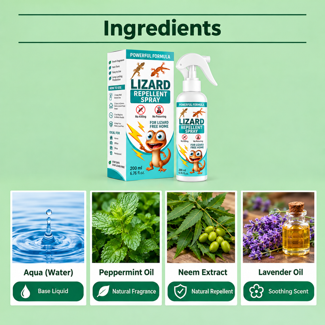 🦎 Lizard Repellent Spray 200ml – Non-Toxic Lizard Repellent for Home, Kitchen & Office | 🎁 Buy 1 Get 1 Free